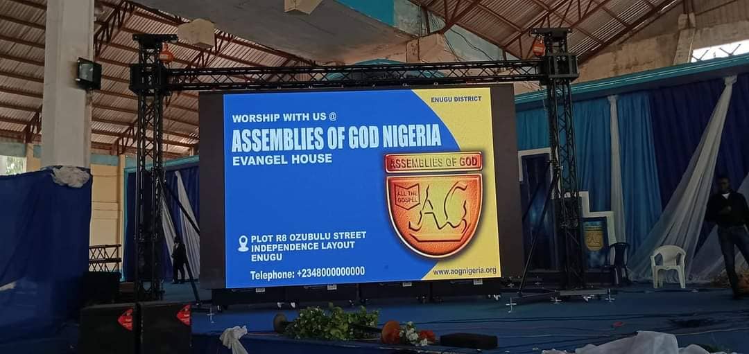 LED screen installed for a large church convention