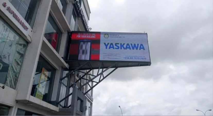 Outdoor LED billboard installed for an industrial brand