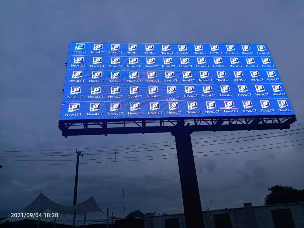 Large outdoor LED billboard on a steel structure
